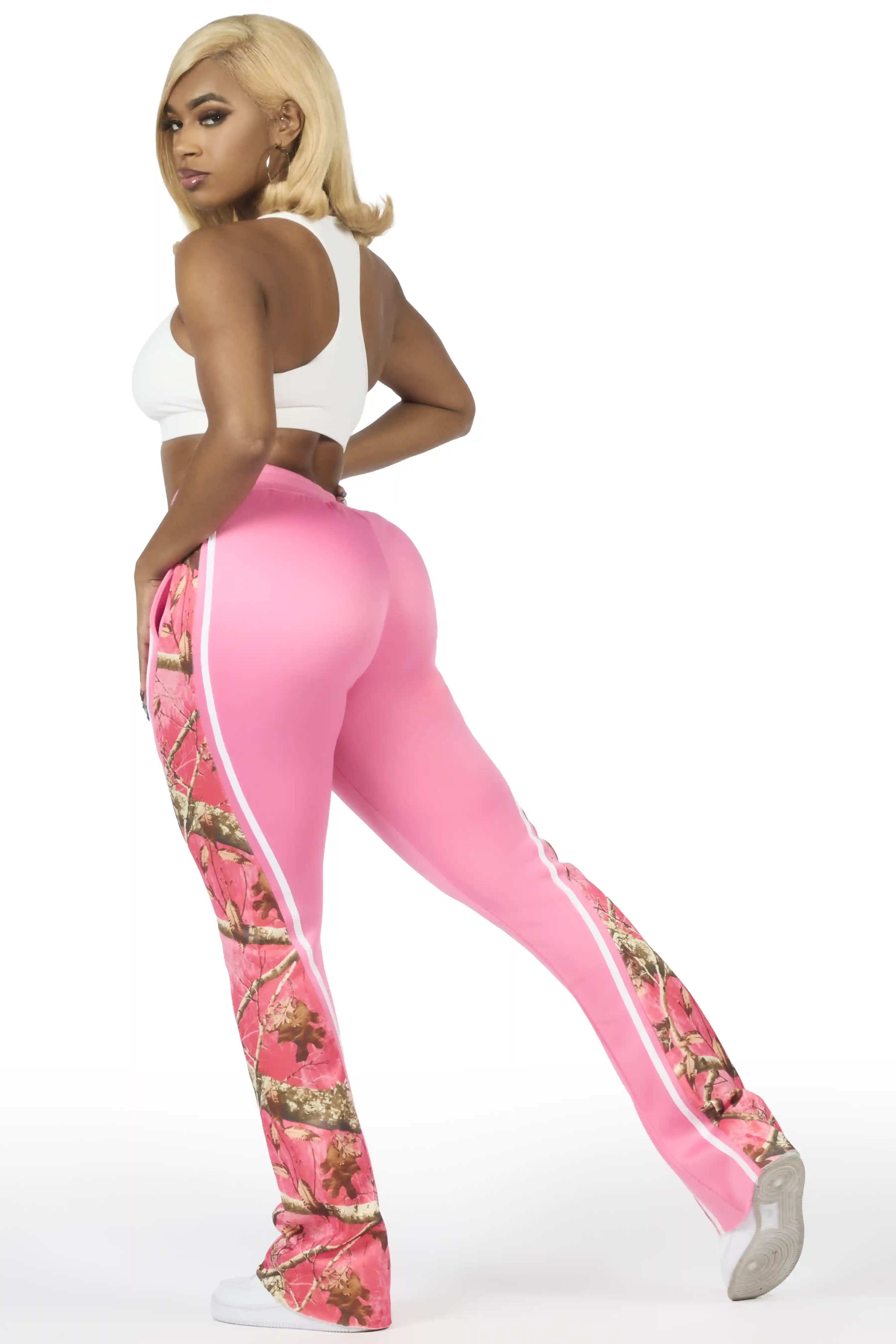 Soana Pink Stacked Track Pant - Image 7