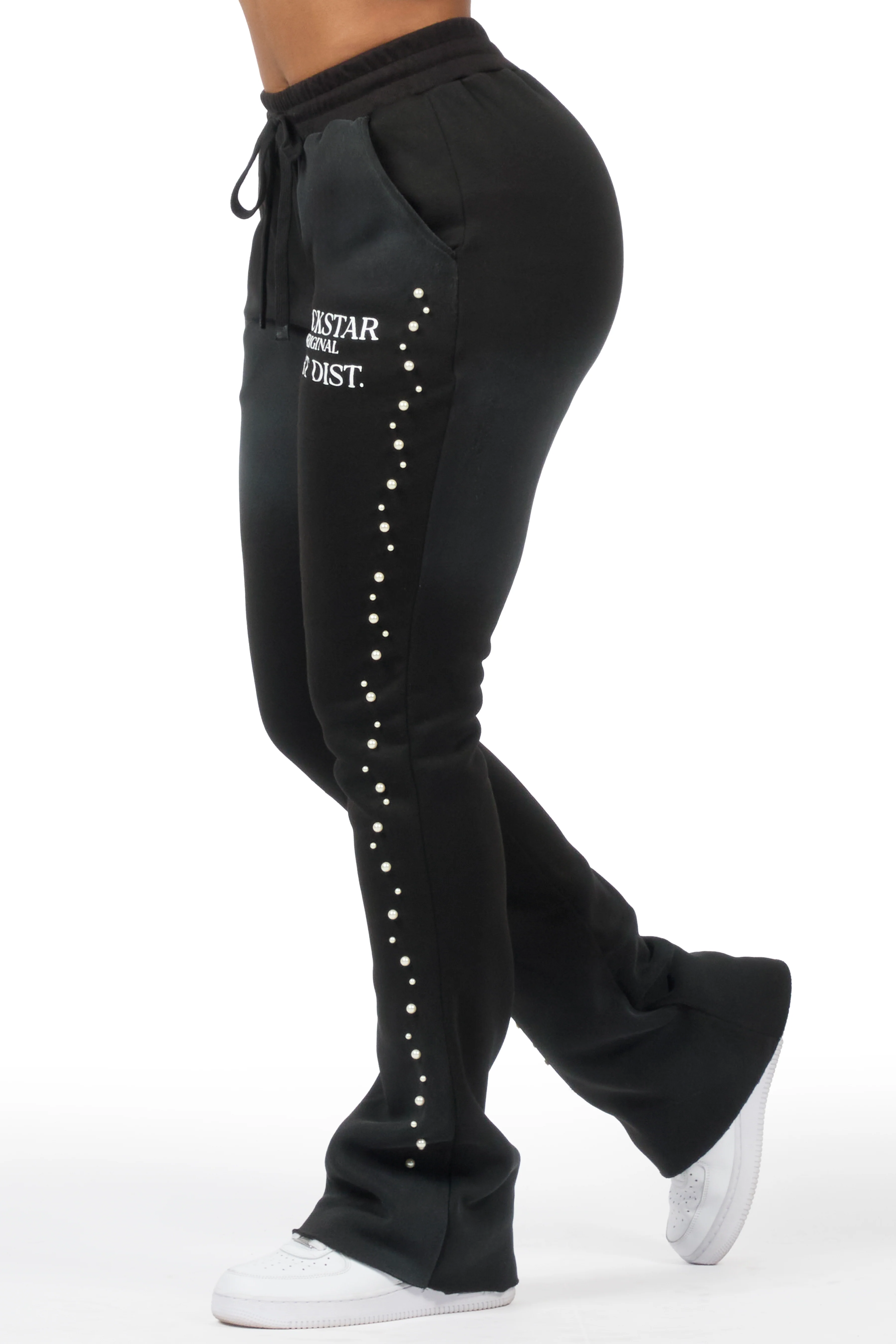Nikkia Black Pearl Stacked Track Pant