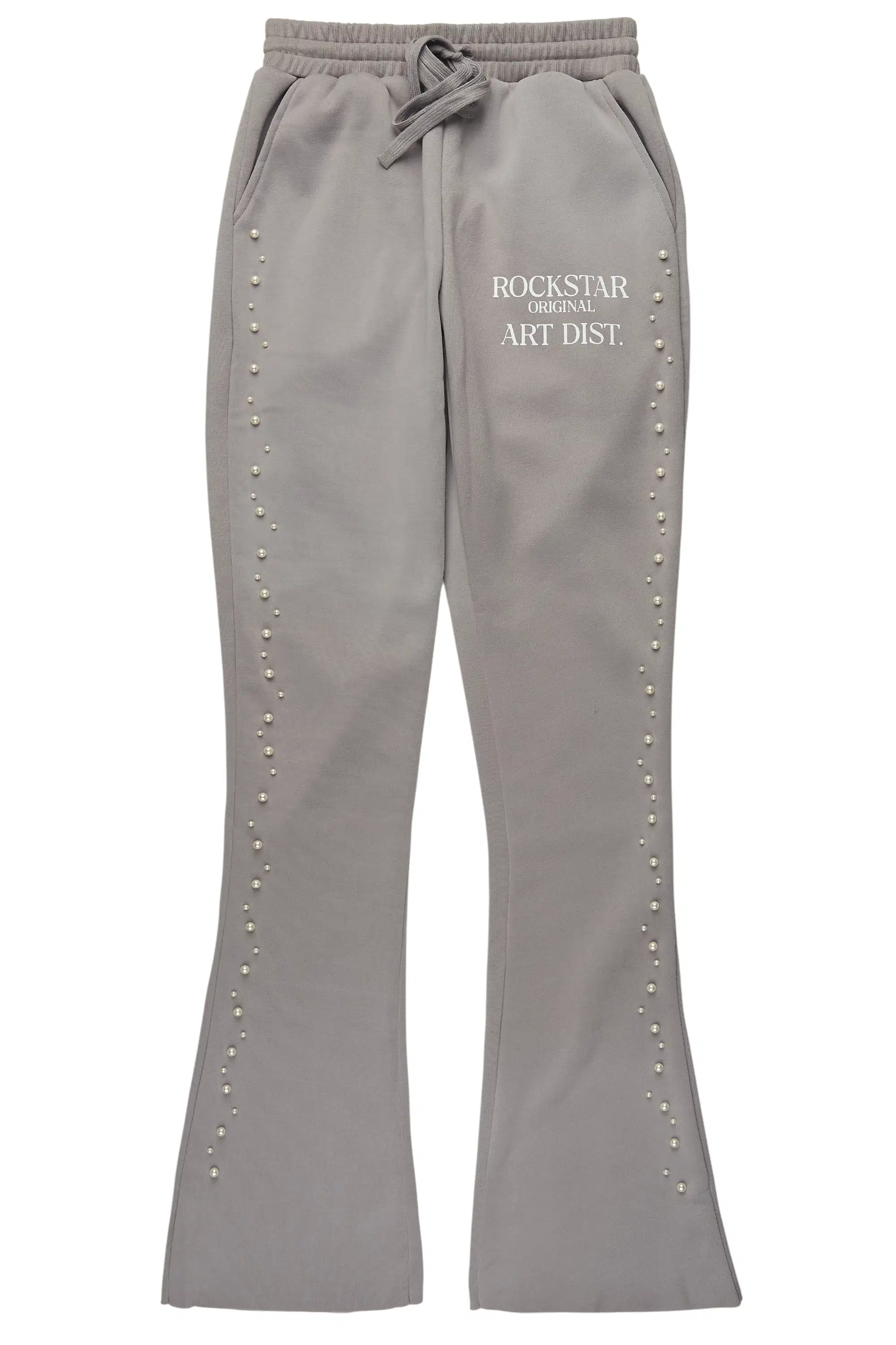 Nikkia Grey Pearl Stacked Track Pant - Image 3