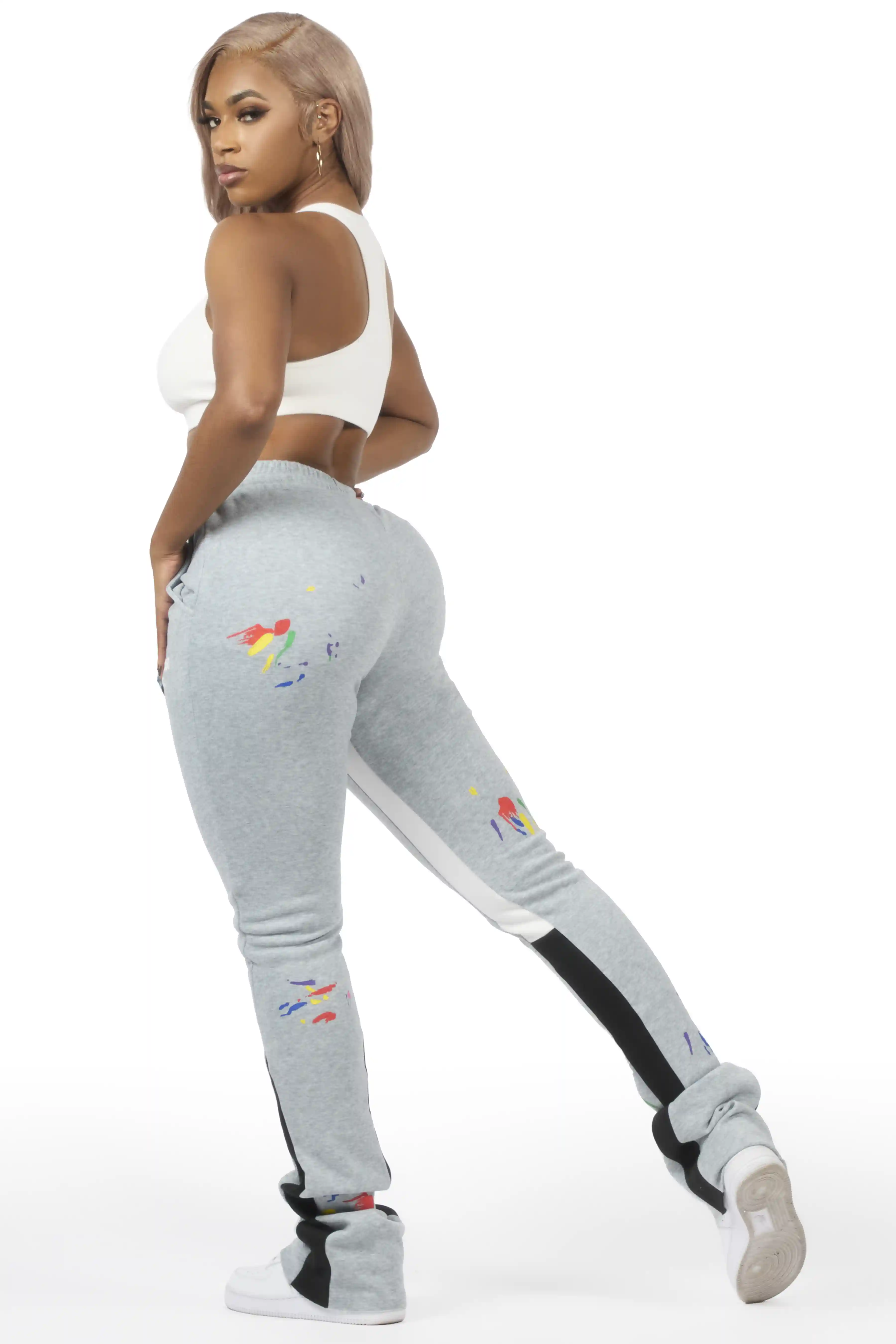 Karenthia 2.0 Heather Grey Stacked Track Pant - Image 8